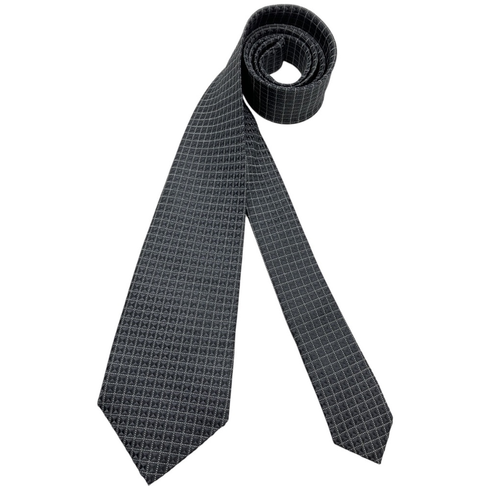 EMPORIO ARMANI XL Current Gray Geometric Silk LUXURY Tie ITALY